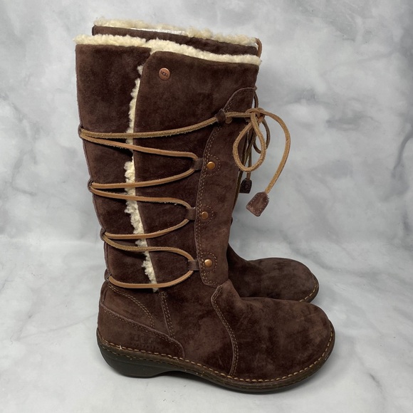 UGG Shoes - UGG Surfcat Shearling Sherpa Tall Suede Lace-Up Cold Weather Flat Snow Boots 7